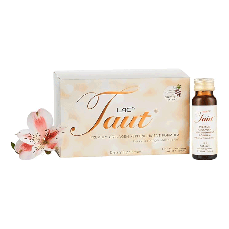 01402340_lac_taut_collagen_for_women_beauty LAC Taut® Liquid Collagen for Women – 13g Marine Collagen Drink with Hyaluronic Acid, Grape Seed & Elastin – Visible Skin, Hair & Joint Support – 1 Box (50ml x 8 Bottles Each) - Image 1