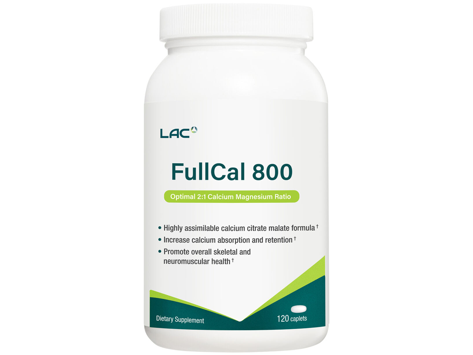 01404180_LACFullCal_120Caplets_Front_india LAC FULLCAL® FullCal® 800 - Optimal 2:1 Calcium Magnesium Formula (120 caplets) - Image 1