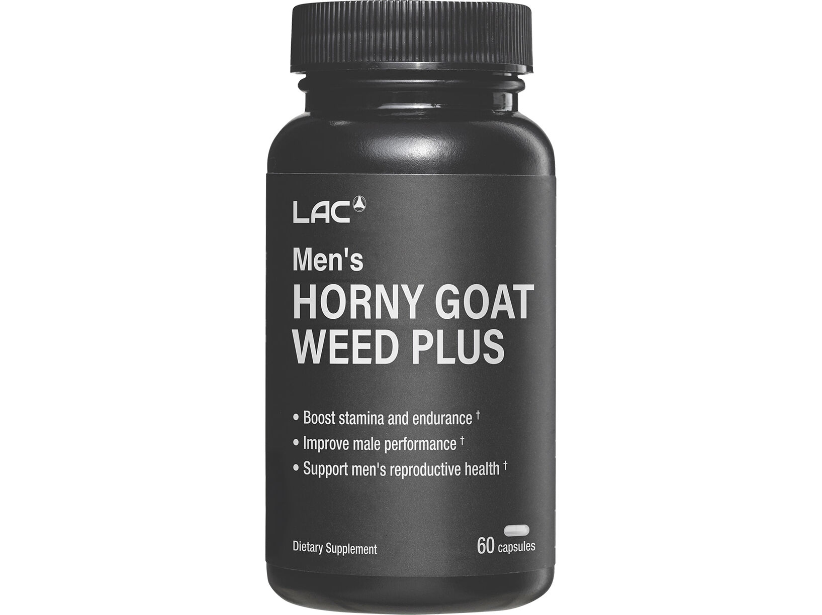 01404210_lac_men's-horny-goat-weed_60-capsules_bottle_front_india LAC Men's Horny Goat Weed Plus (60 capsules) - Image 1