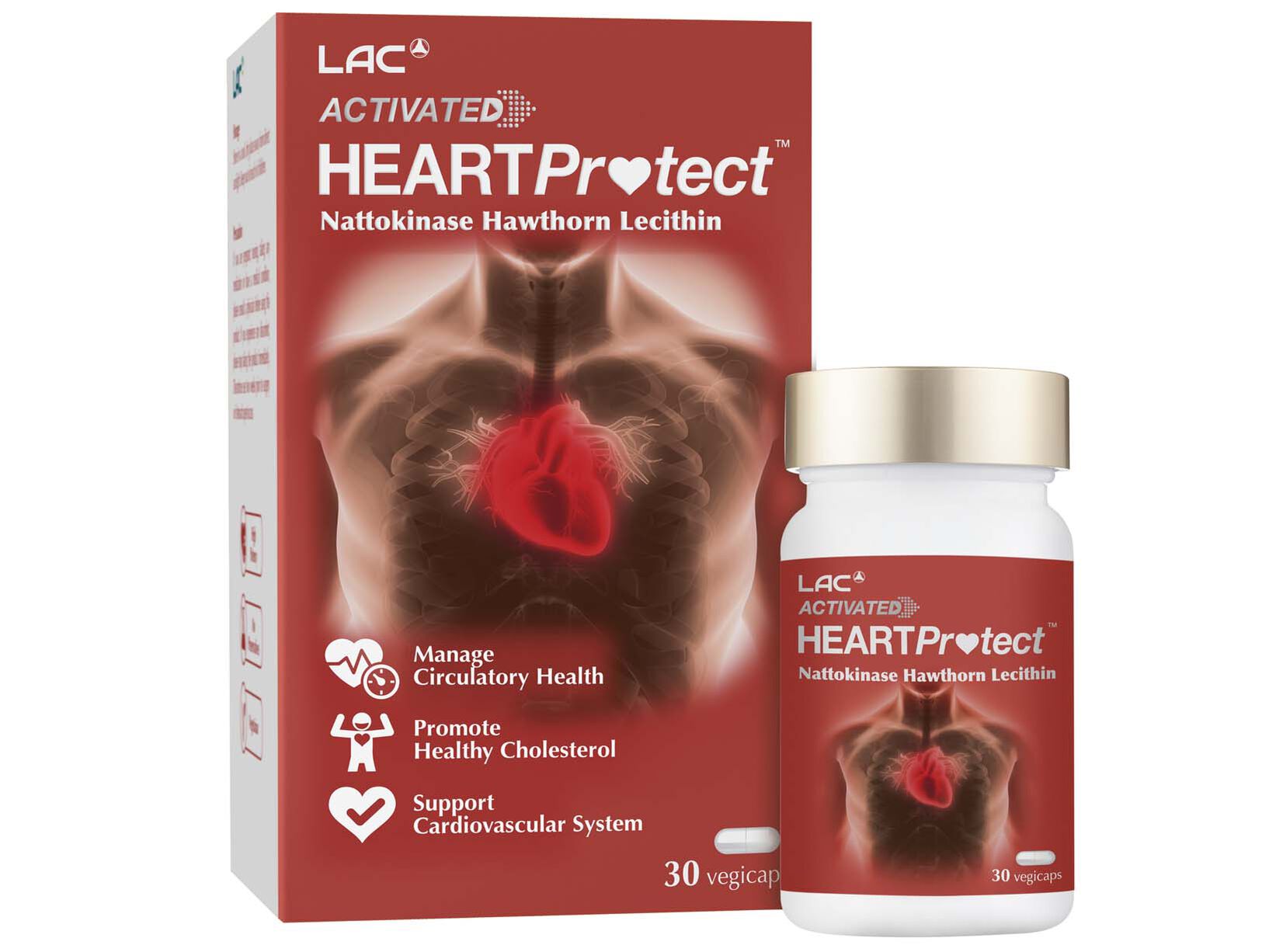 01406860_LACActivatedHeartProtect_30Vegicaps_Front_india_1635x1227 LAC ACTIVATED® Heart Protect™ (Nattokinase Hawthorn Lecithin Blend) (30 Vegicaps) - Image 1